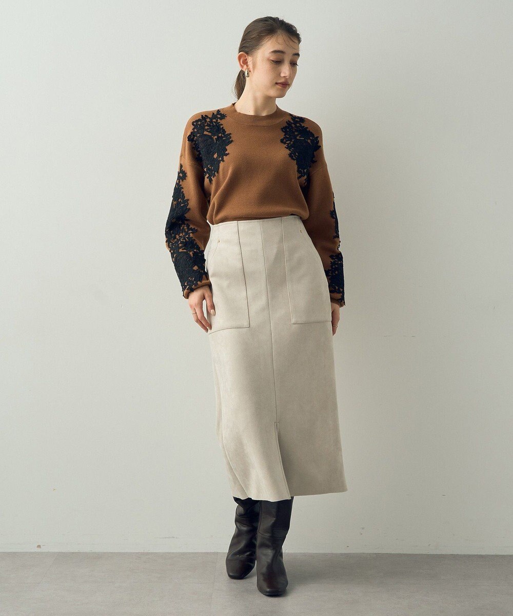 YECCA VECCA ハイウエストフェイクスエードスカート 