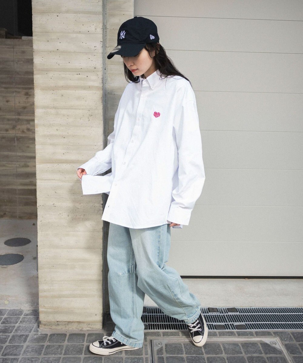 WEGO 【ユニセックス着用ITEM/MLサイズ展開】オックスフォードワンポイントシャツ（LS） 