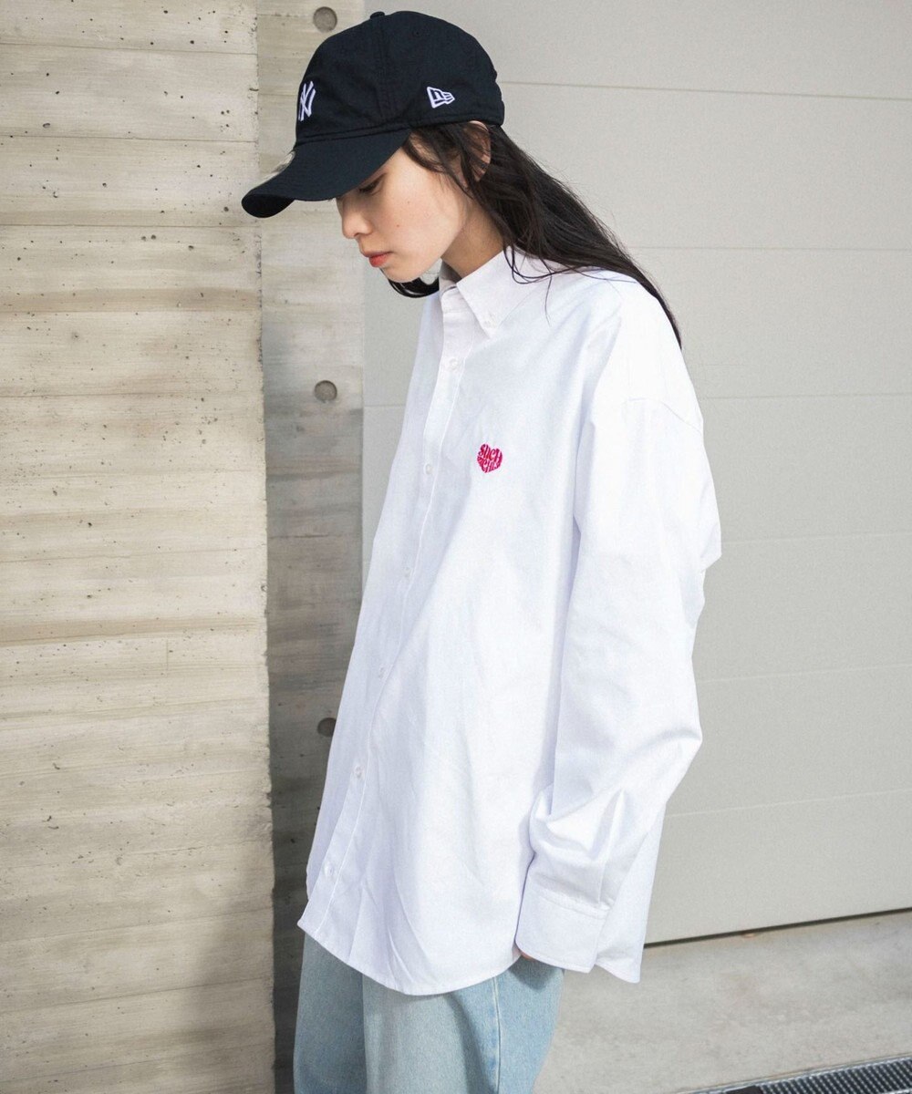 WEGO 【ユニセックス着用ITEM/MLサイズ展開】オックスフォードワンポイントシャツ（LS） 