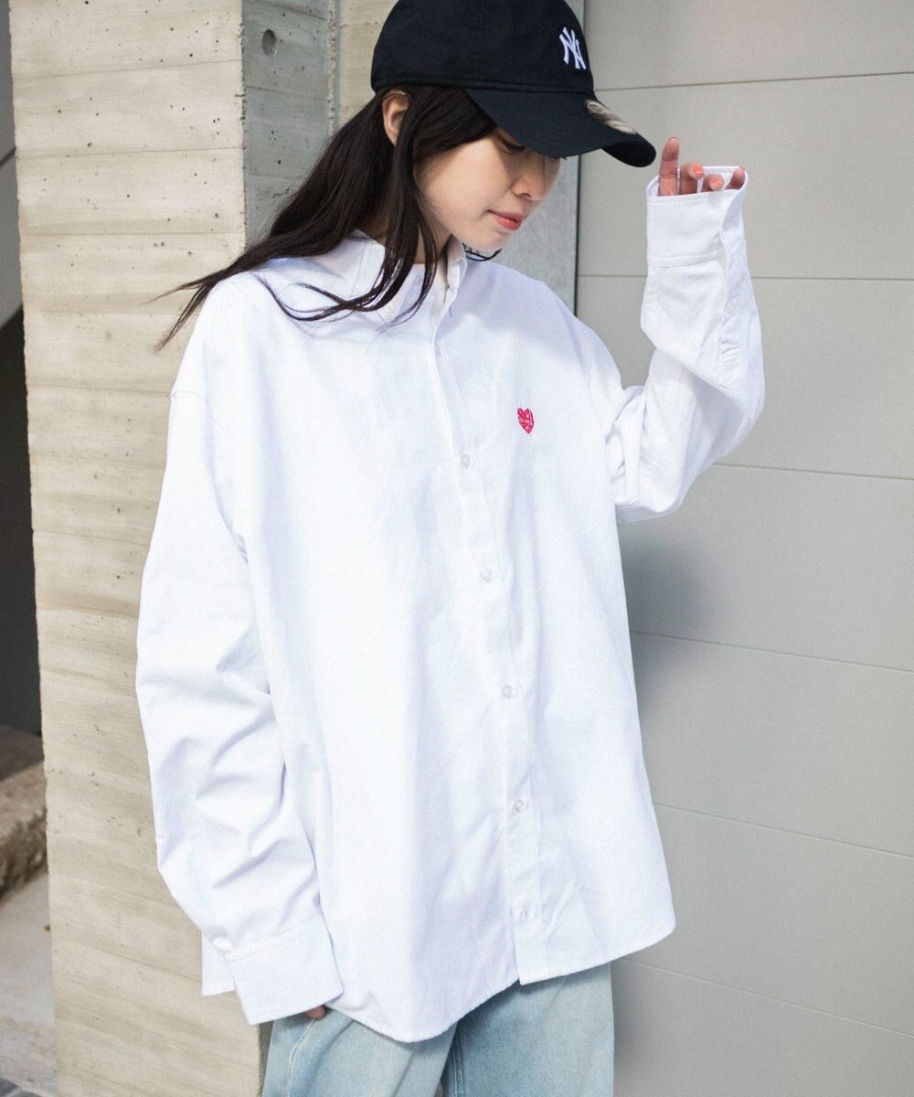 WEGO 【ユニセックス着用ITEM/MLサイズ展開】オックスフォードワンポイントシャツ（LS） 