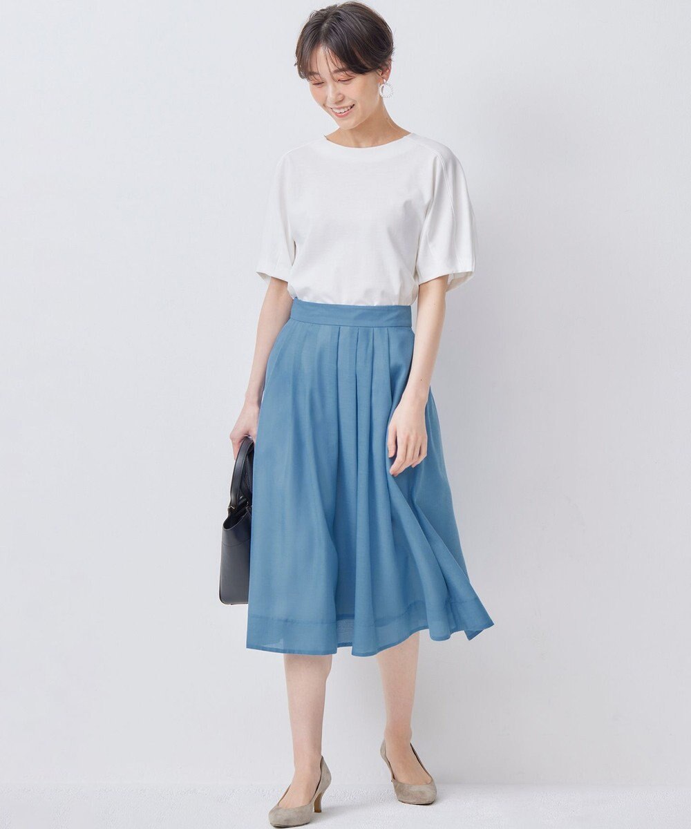 組曲 L 【洗える・シワになりにくい】カラーボイル シアーフレアスカート 
