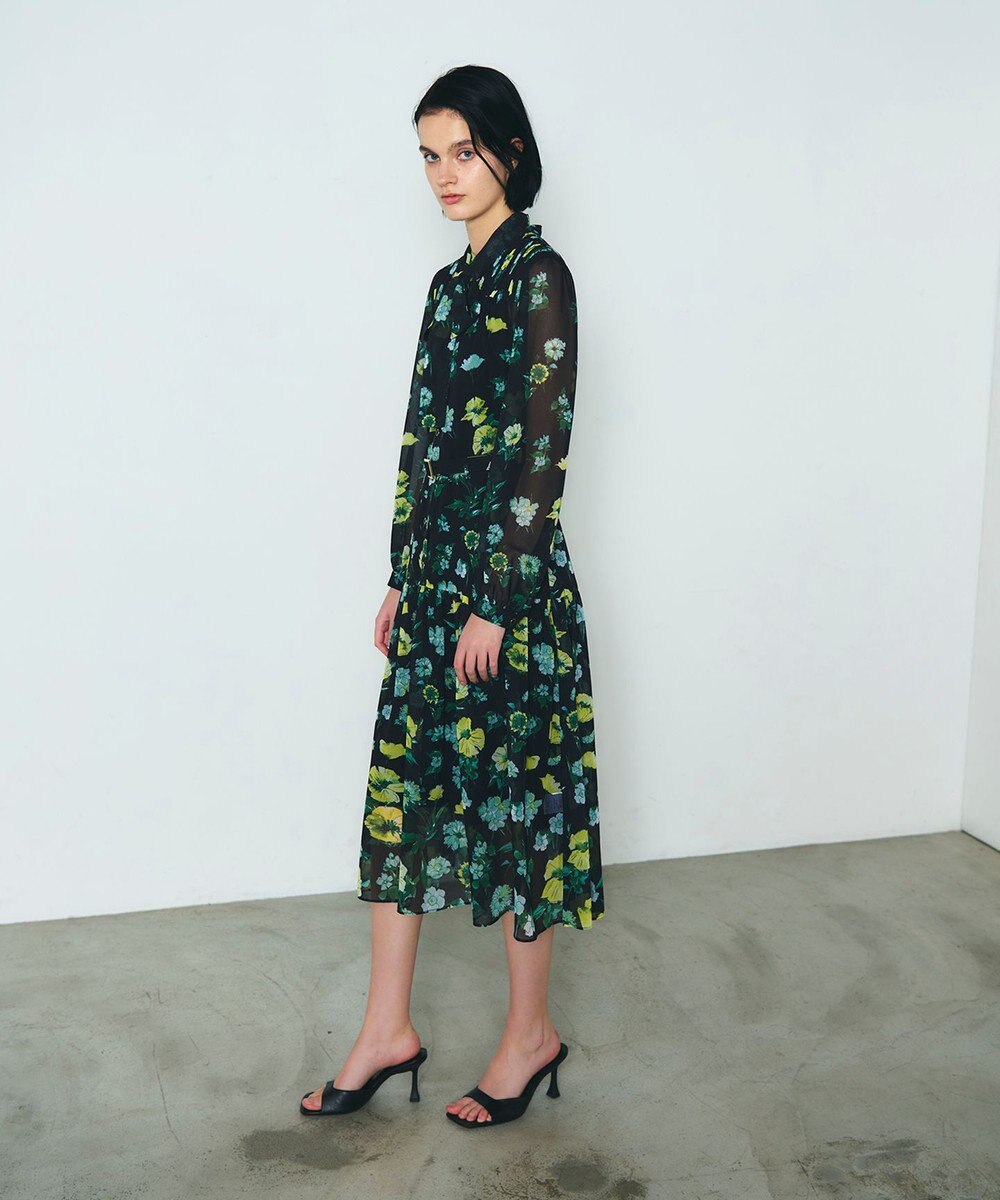 GRACE CONTINENTAL グラデフラワープリントワンピース 