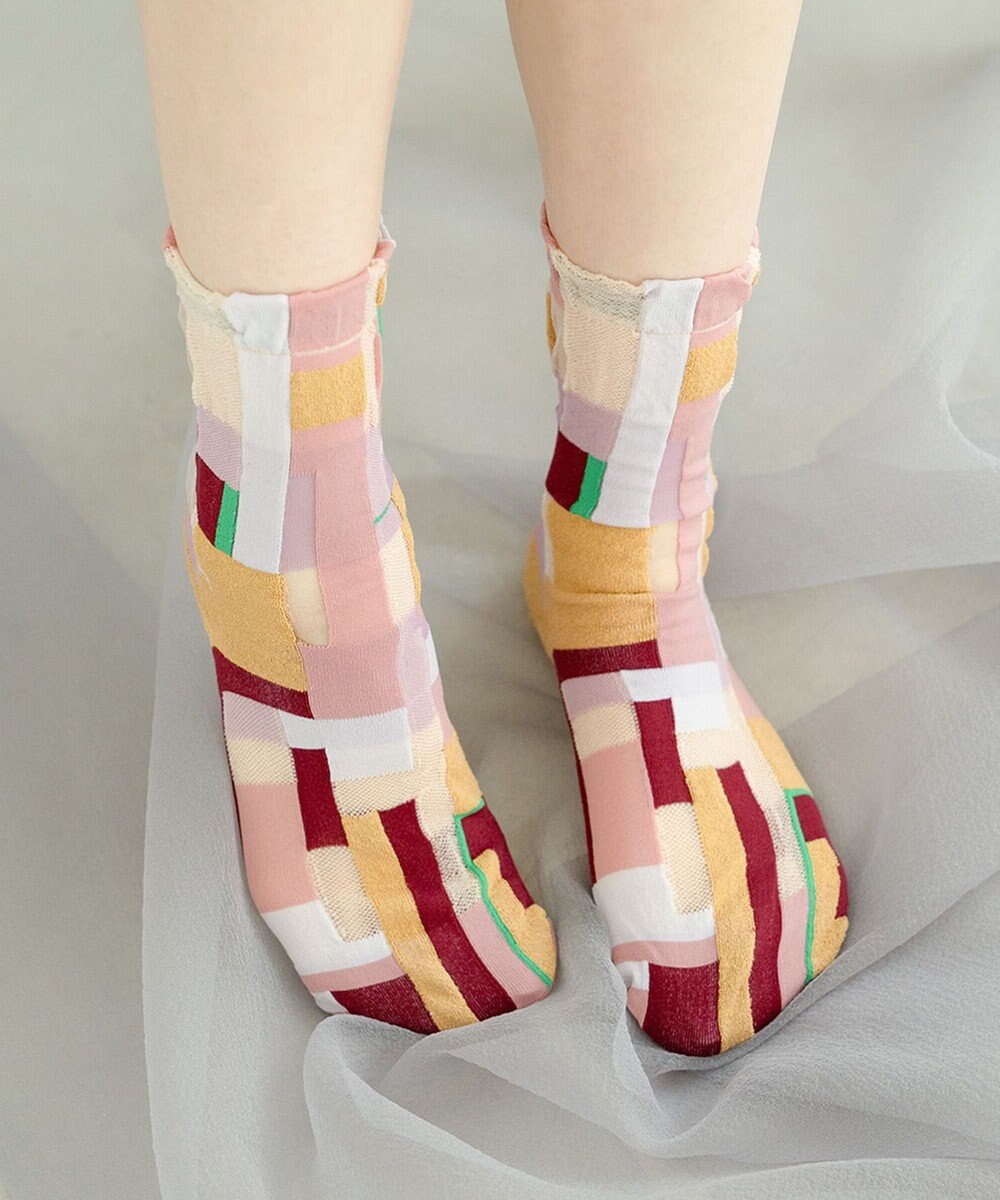 COQ MOSS MEMORY シアーパッチワークソックス 