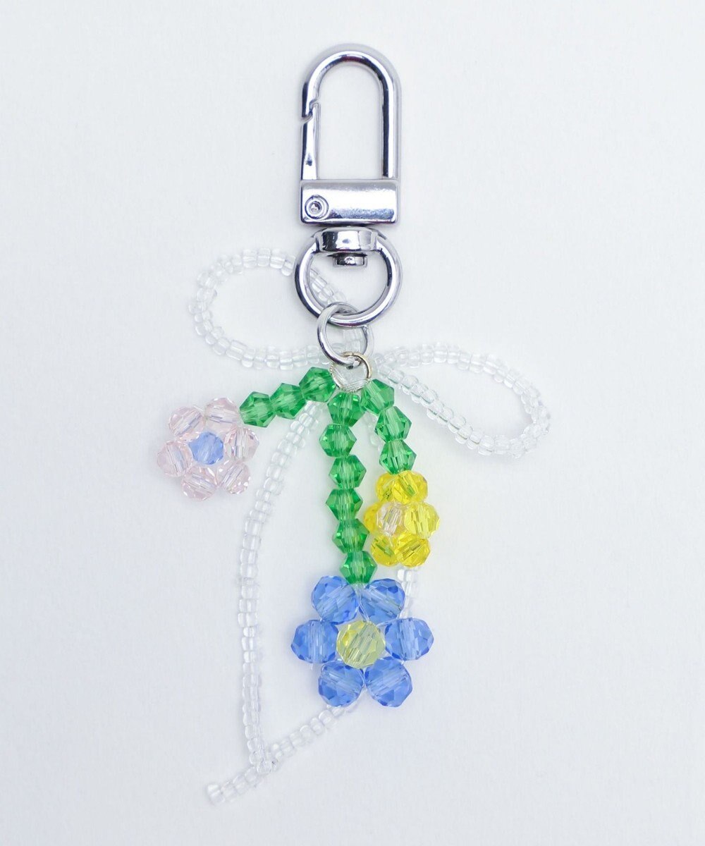 WEGO ビーズフラワーリボンキーホルダー 
