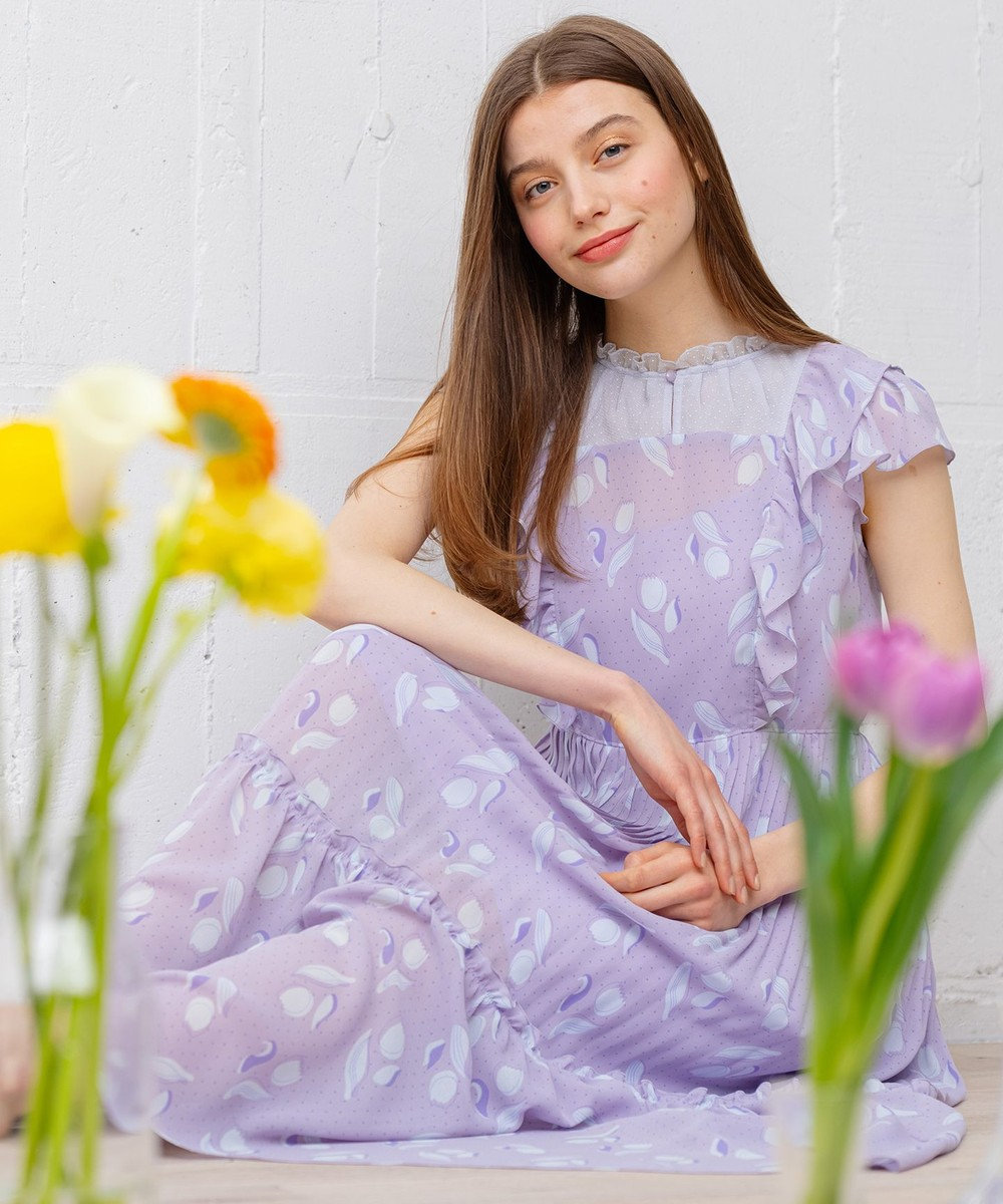 【WEB限定】【TOCCA LAVENDER】Tulips Print ドレス, ライラック系5, 0