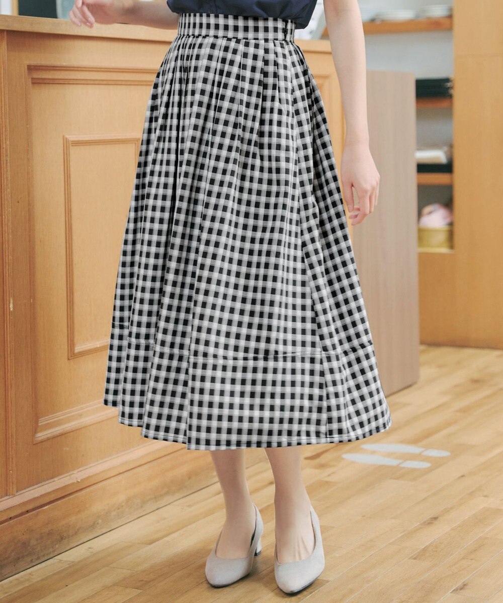 Tiaclasse 【新色追加・選べる丈】麻調タックフレアスカート 