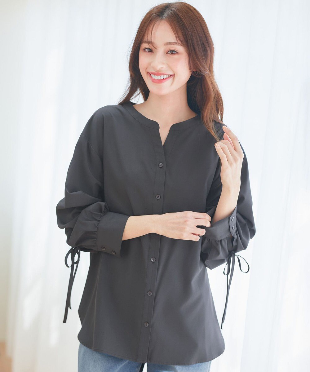 Tiaclasse 【洗える】ドロストギャザー袖シャツチュニック 