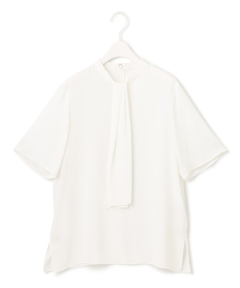 ICB 【接触冷感・UVケア・速乾・洗える】BackSatinAmunzen  5分袖スカーフタイブラウス 