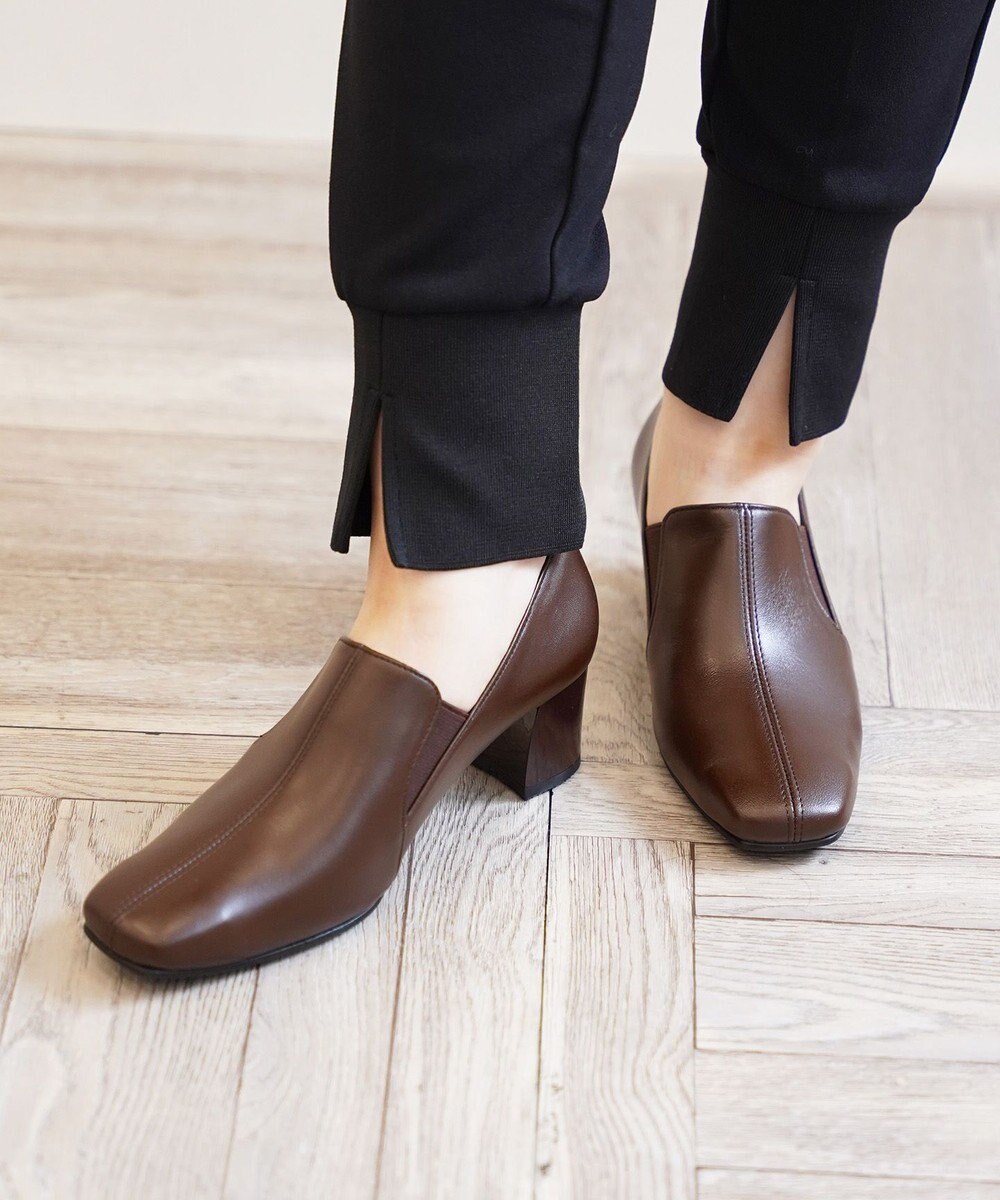 Pointer 日本製 滑り止めスクエアトゥサイドゴムパンプス 