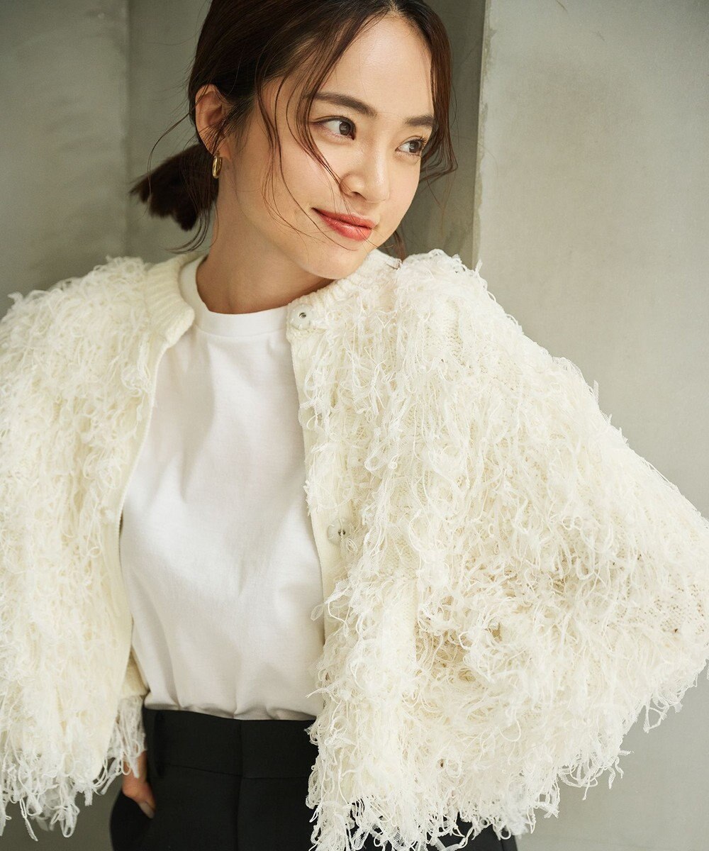 #Newans リボンヤーンニットカーディガン 