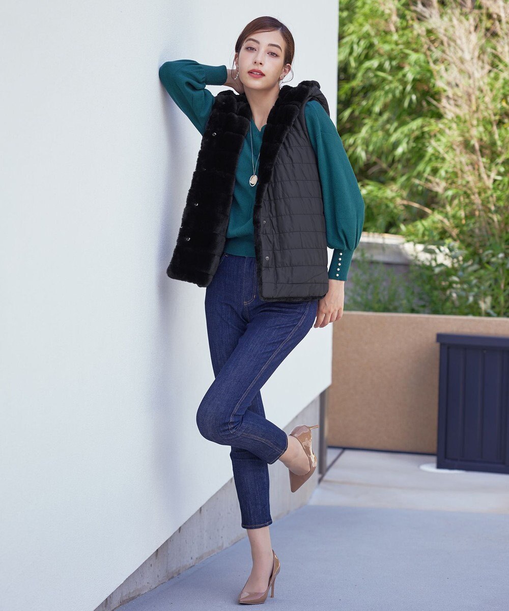 Tiaclasse 【2WAY】着回し自由のリバーシブルキルトフェイクファーベスト 