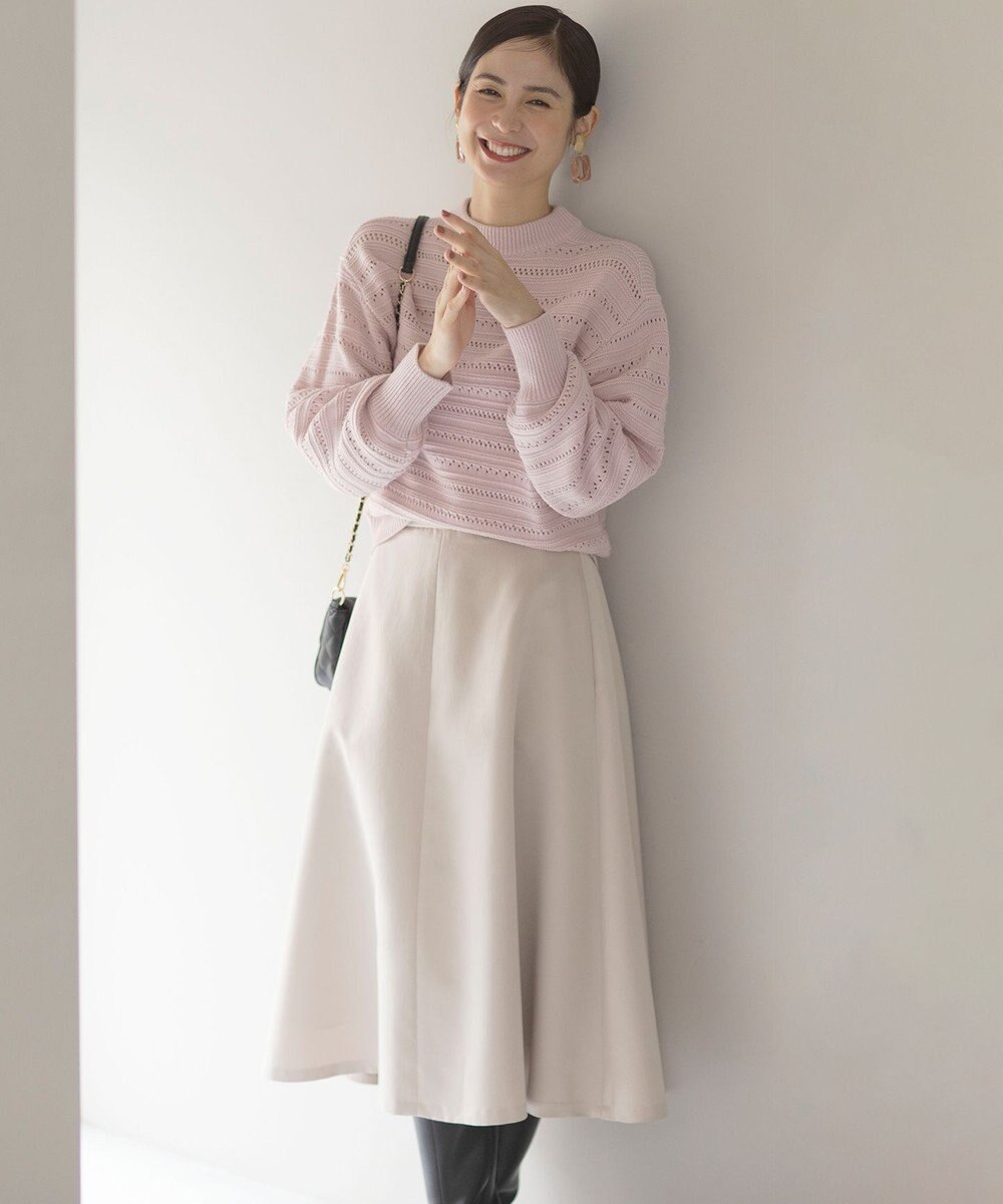 組曲 L 【WEB限定カラーあり】透かし編みバルキーボーダー柄ニット 