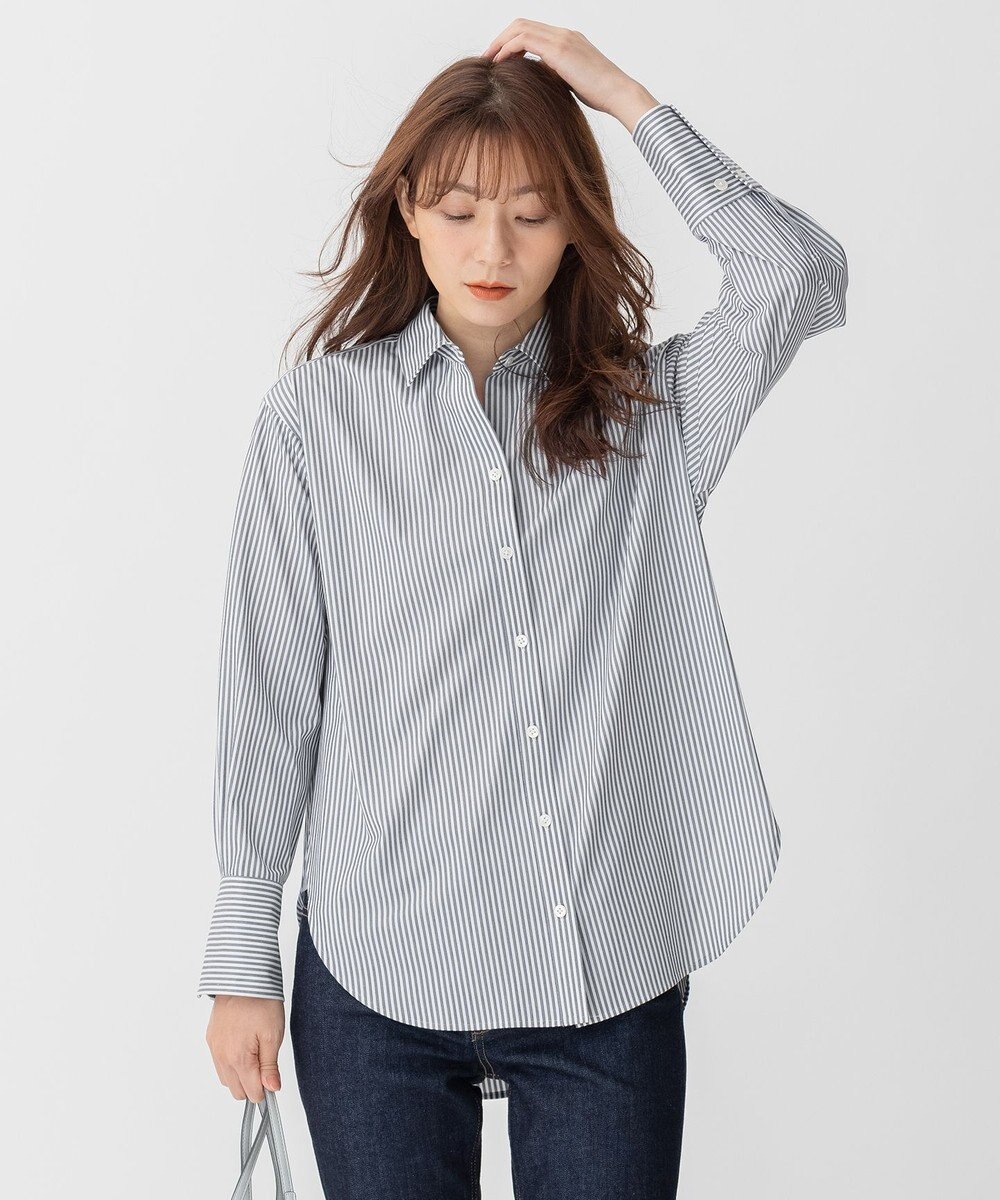 自由区 【洗える】ストレッチシャーティング ベーシック シャツ 