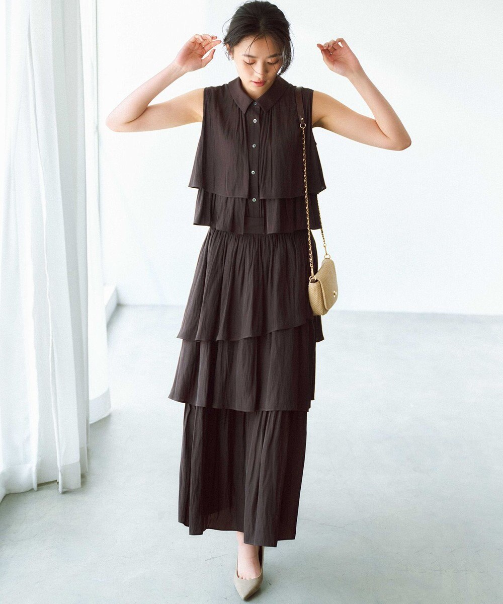 組曲 【入江未悠さんコラボ】ギャザーライトデシンティアード スカート 