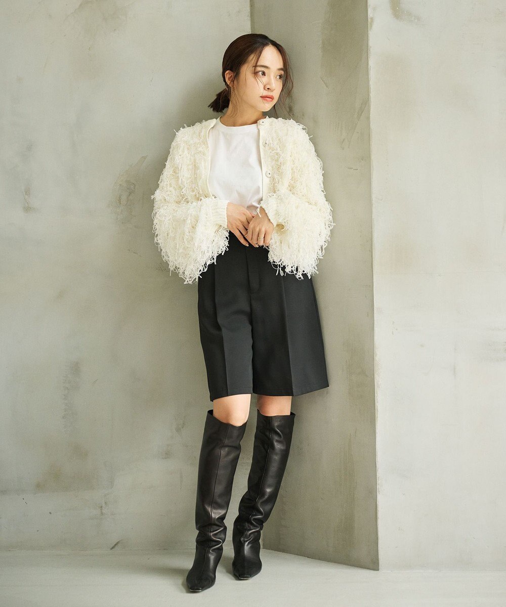 #Newans リボンヤーンニットカーディガン 