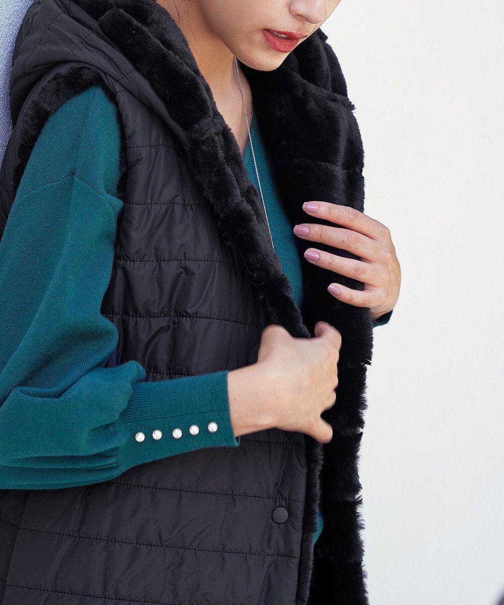 Tiaclasse 【2WAY】着回し自由のリバーシブルキルトフェイクファーベスト 