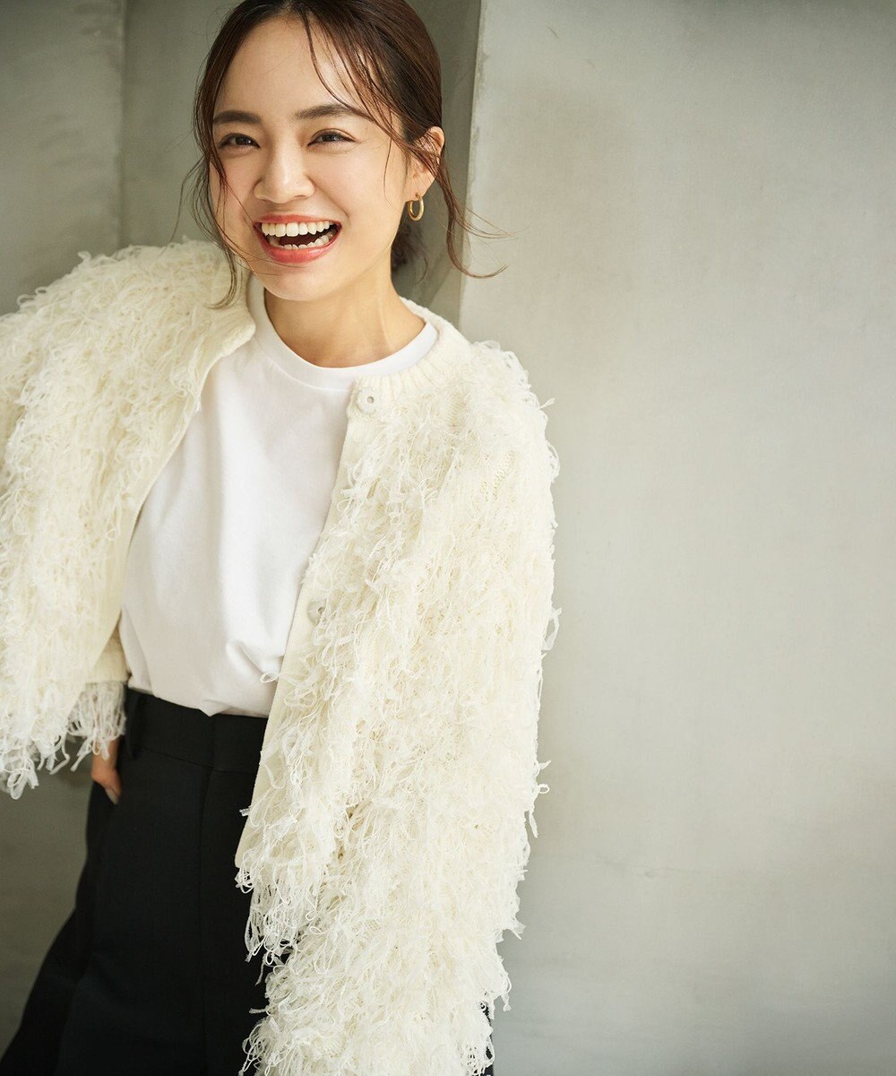 #Newans リボンヤーンニットカーディガン 