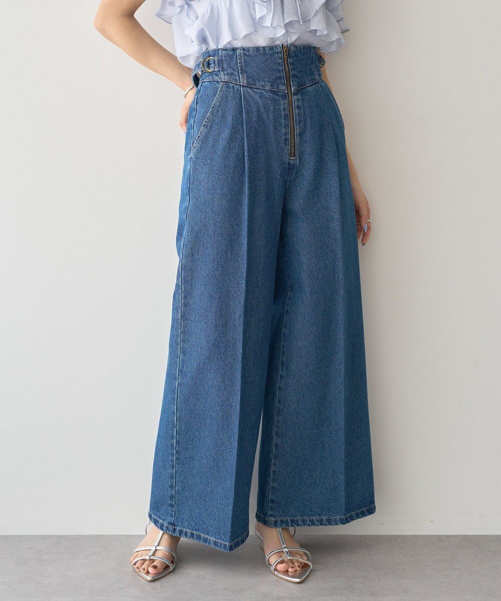 earth music&ecology サイドベルトデニムパンツ 