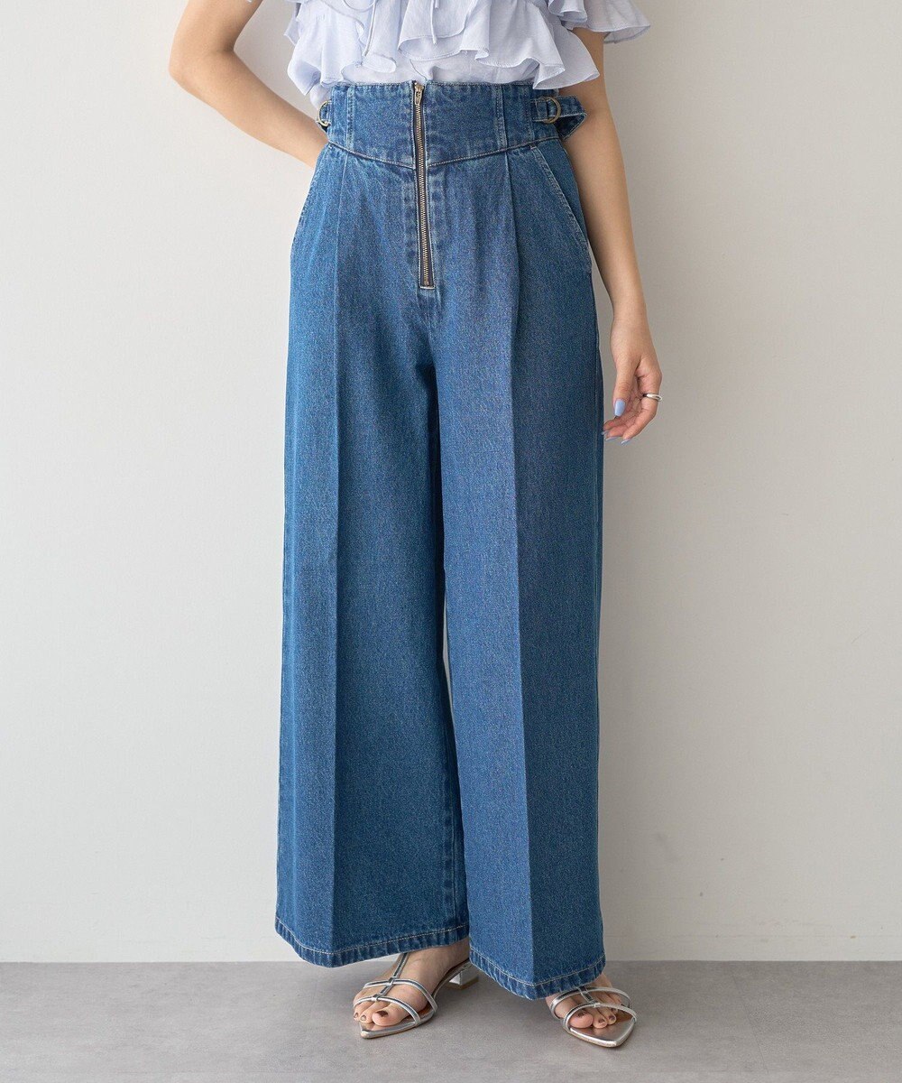 earth music&ecology サイドベルトデニムパンツ 