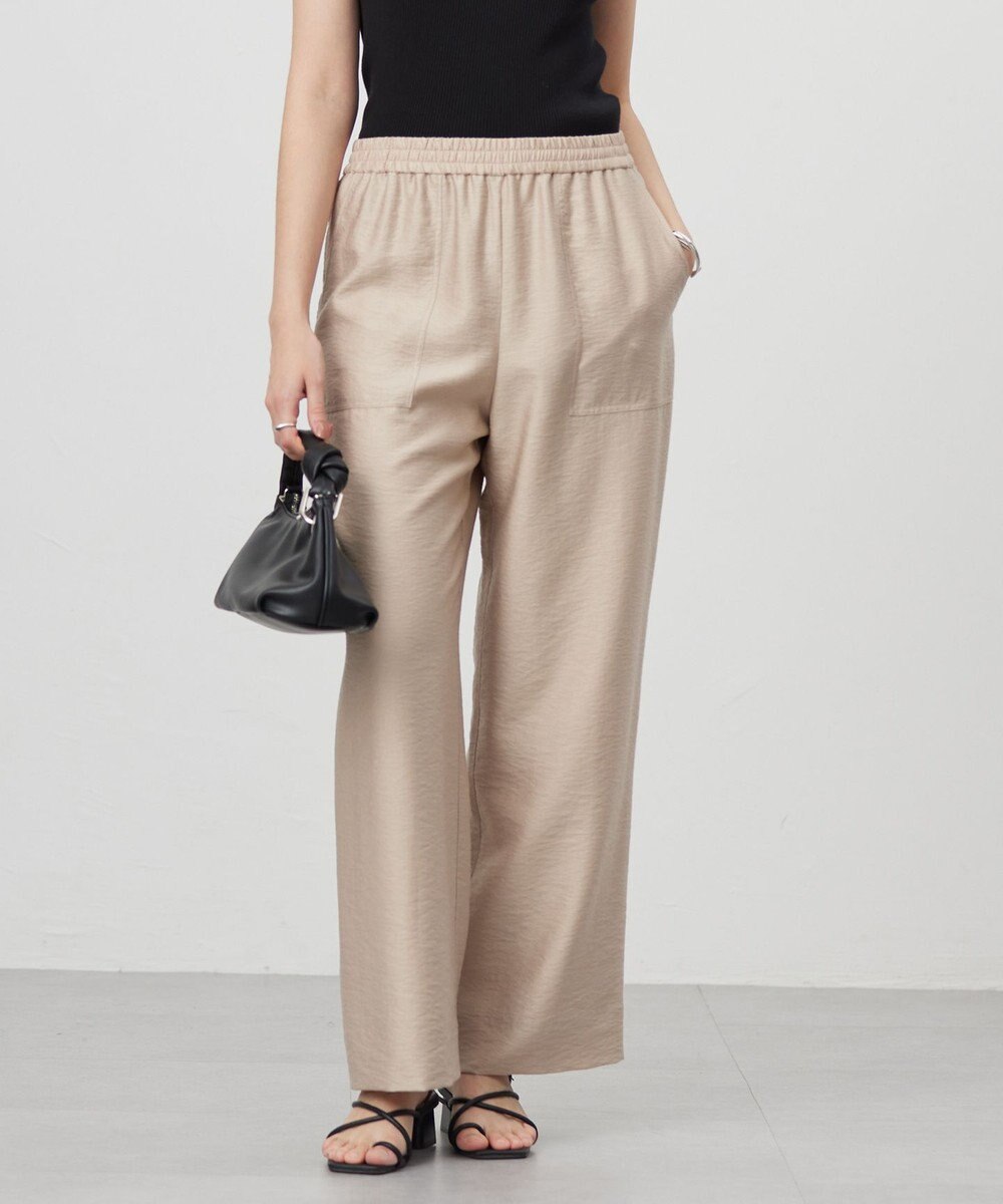 ICB 【人気のため新色追加・接触冷感・洗える】 ワッシャーツイル ワイドストレートパンツ 