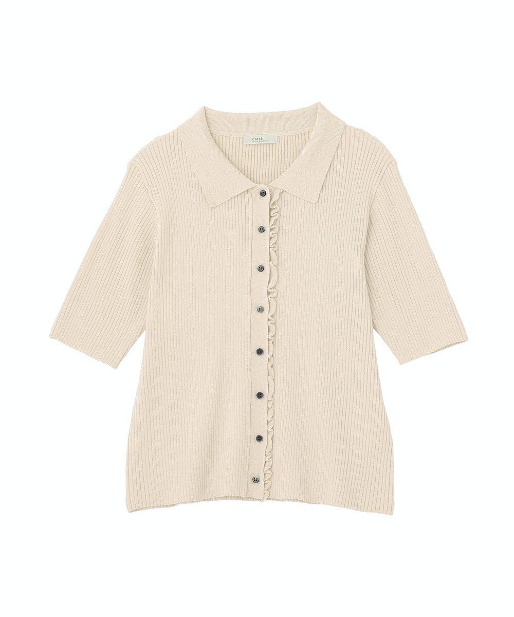 earth music&ecology ミニフリルポロカーディガン 
