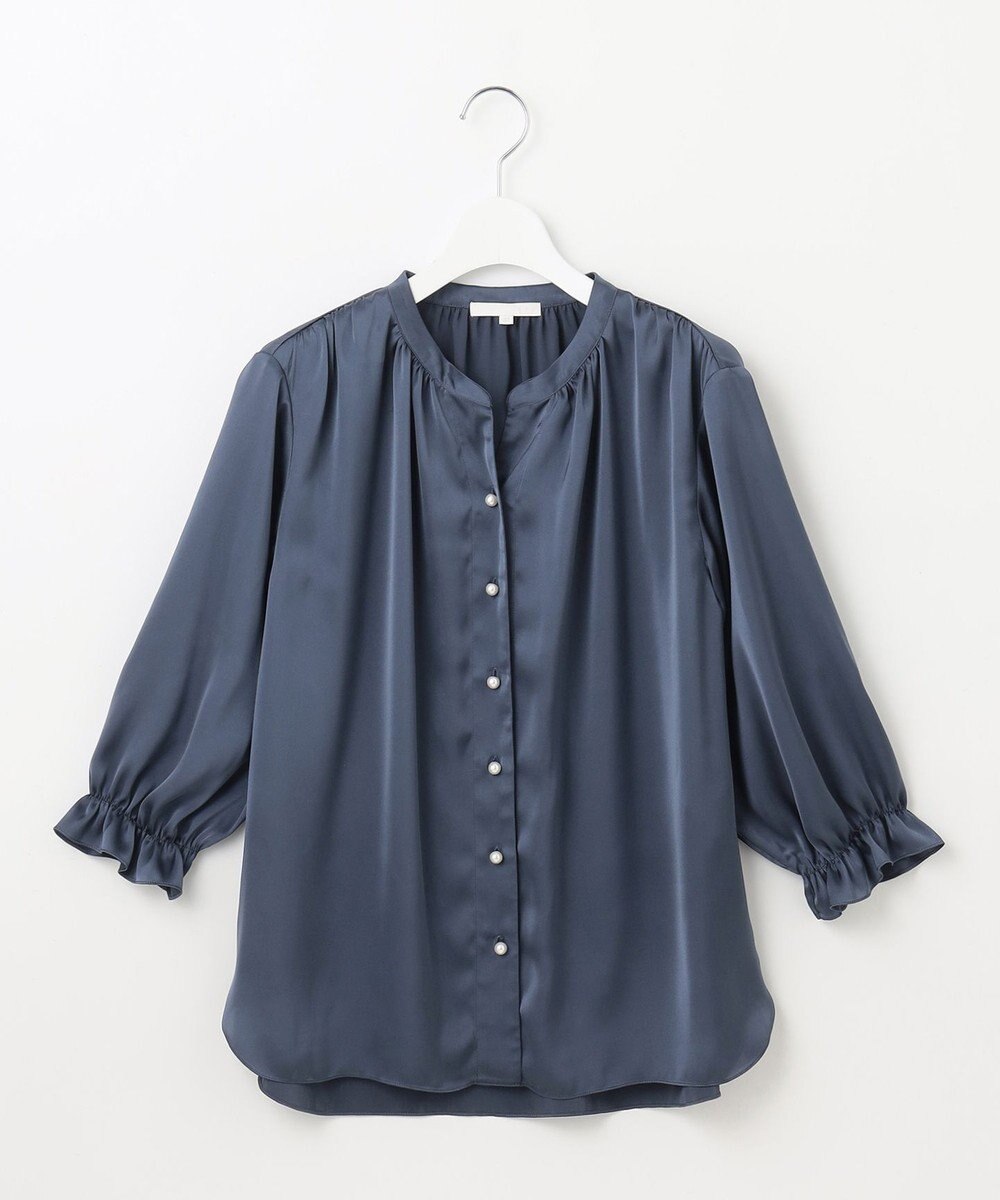 自由区 L 【カタログ掲載・WEB&一部店舗限定・セットアップ対応・洗える】セミブライトサテン ブラウス 