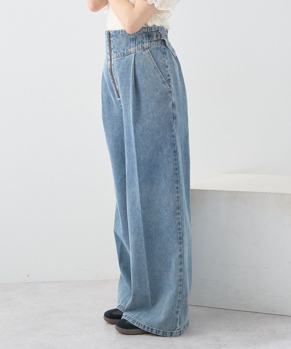 earth music&ecology サイドベルトデニムパンツ 