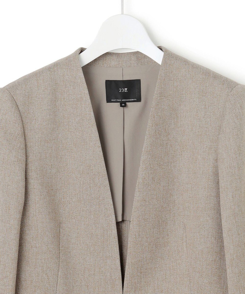 23区 S 【洗える】ウールライクカルゼ ノーカラージャケット 