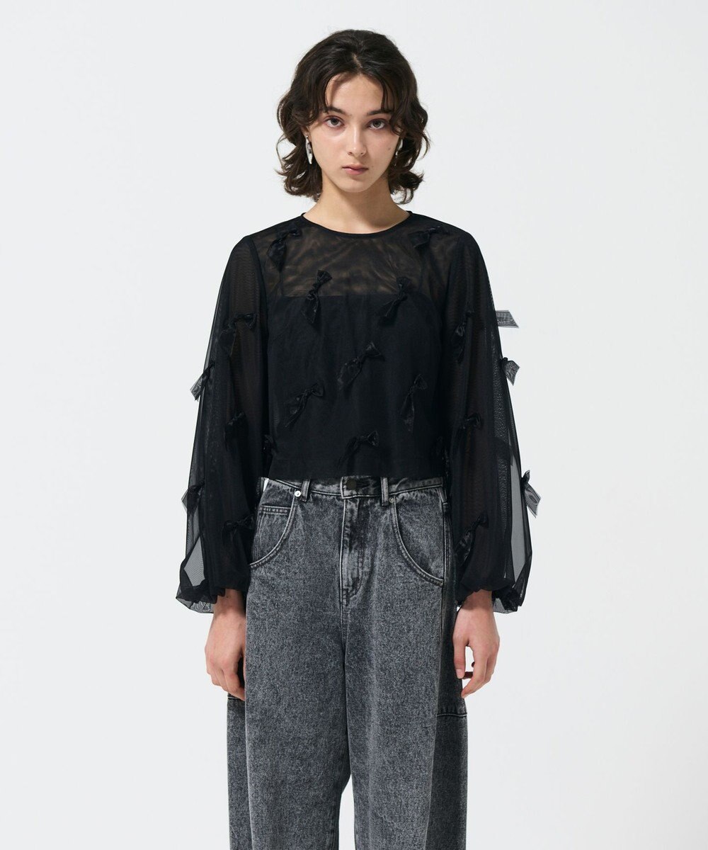 GRACE CONTINENTAL リボンチュールトップ 