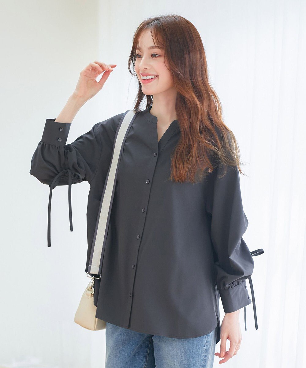 Tiaclasse 【洗える】ドロストギャザー袖シャツチュニック 