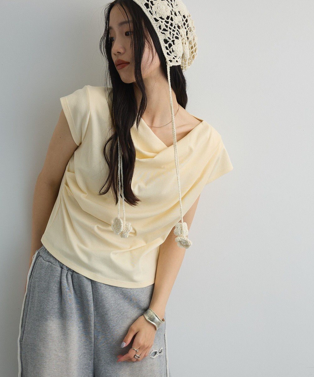 Green Parks ドレープオフショルフレンチ袖Ｔシャツ 