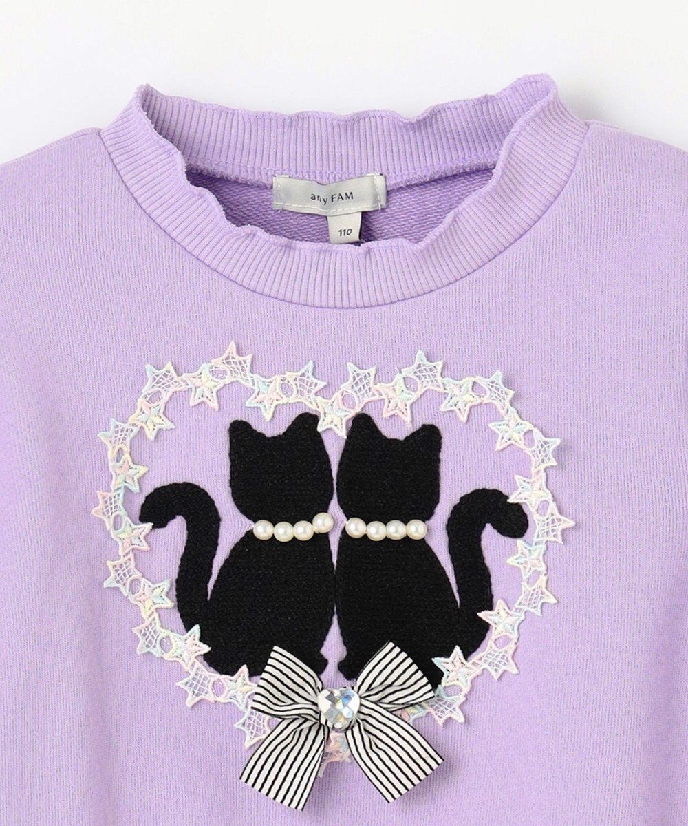 ANY KIDS ネコシルエット裏毛トレーナー 