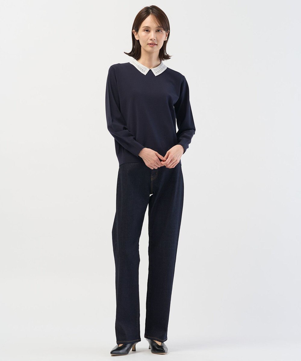 J.PRESS LADIES L 【洗える】BASIC STRETCH DENIM ボーイフィット デニム 