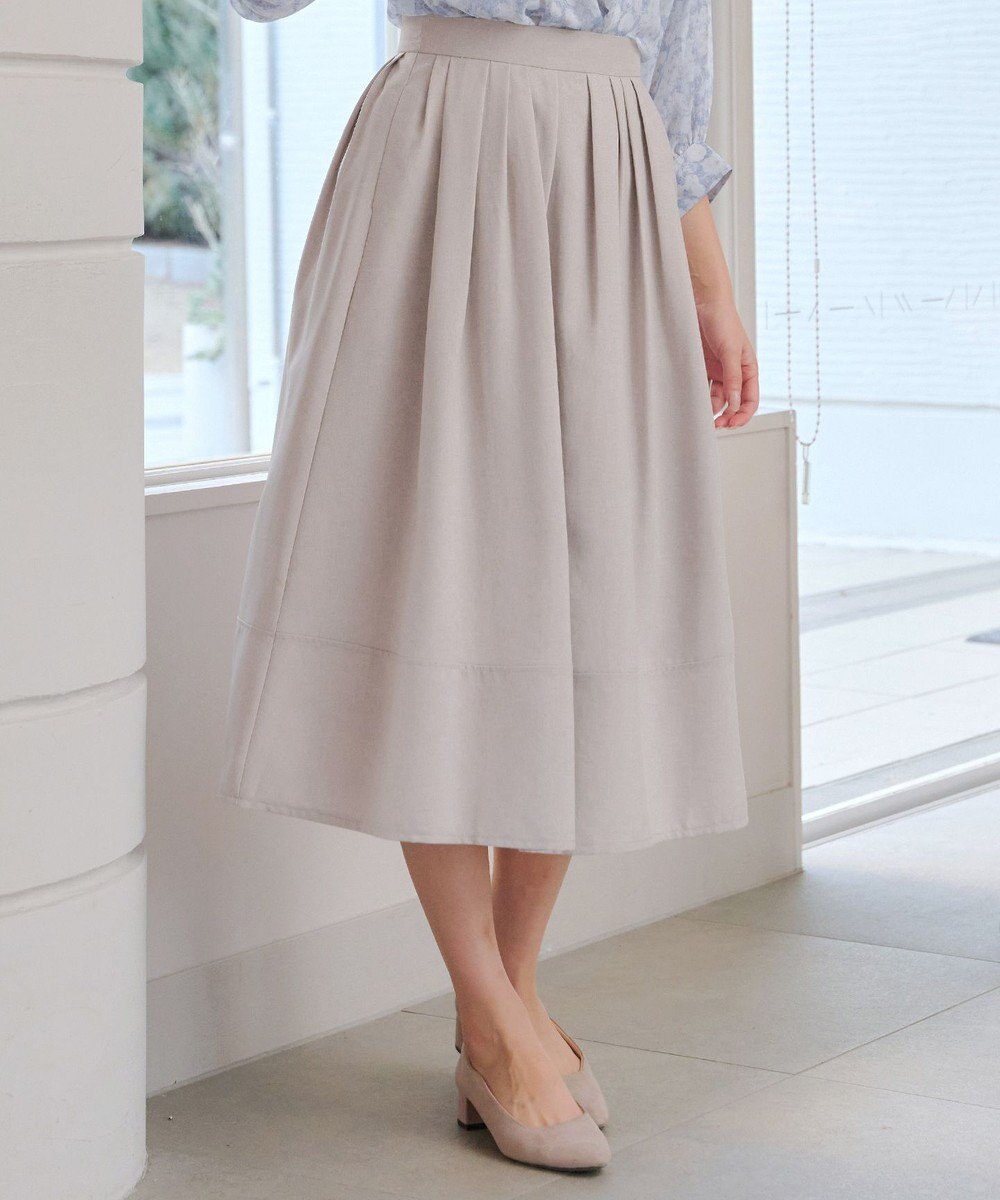 Tiaclasse 【新色追加・選べる丈】麻調タックフレアスカート 
