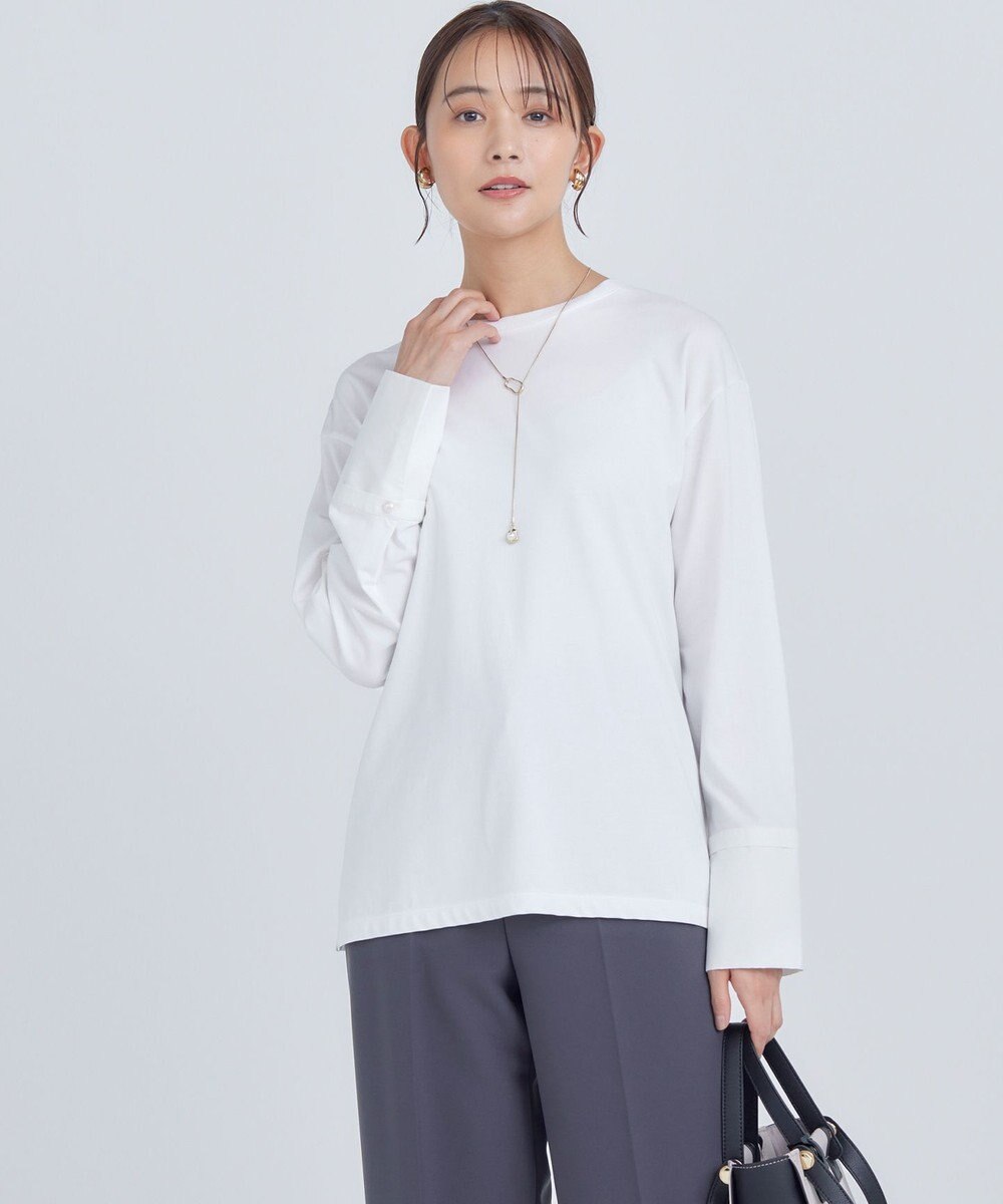 組曲 S コットンベア天竺 カフス袖ロングTシャツ 