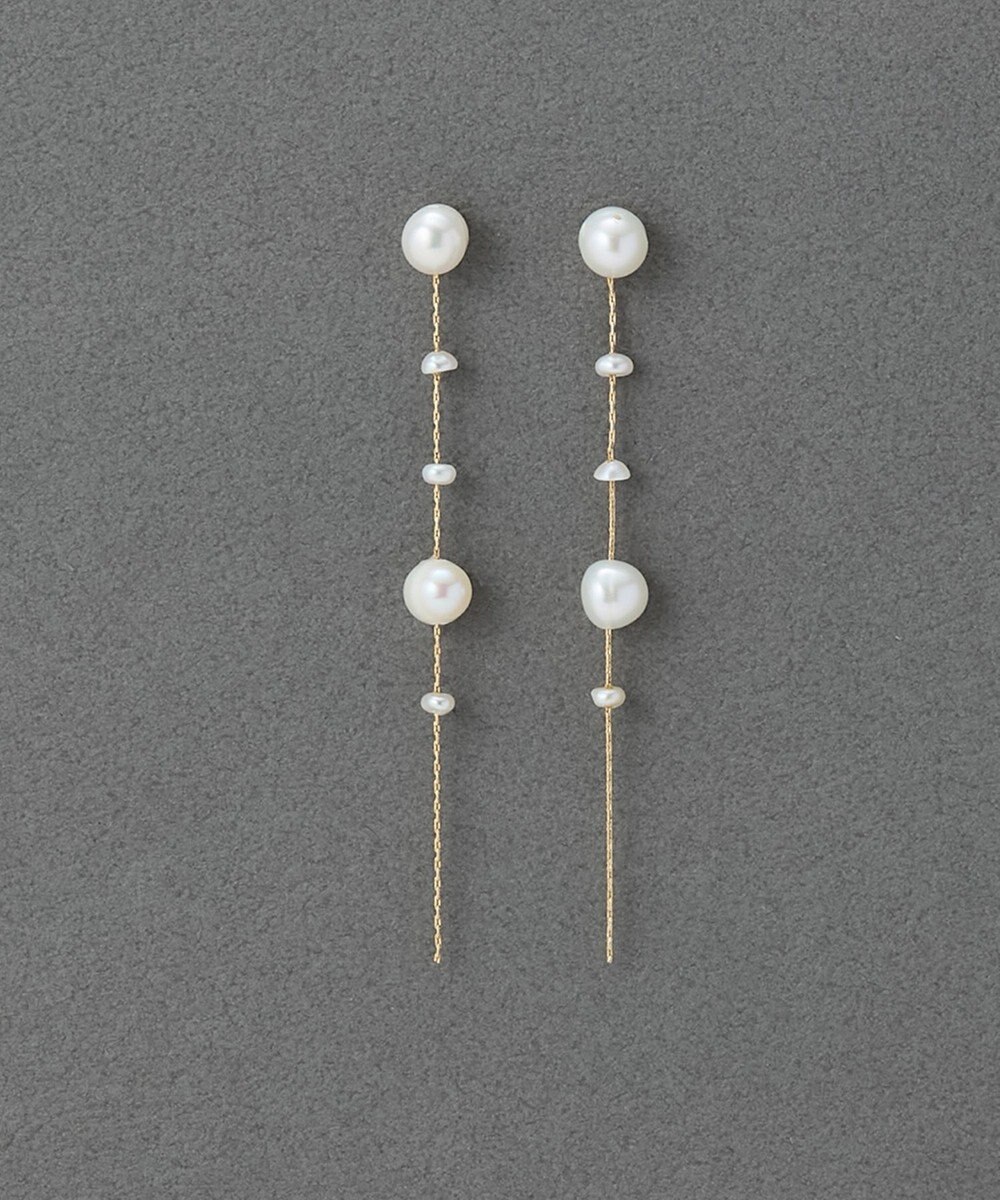 Phoebe 【金属アレルギー対応】パールドロップロングピアス　ゴールド 
