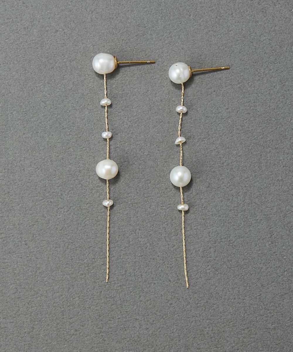 Phoebe 【金属アレルギー対応】パールドロップロングピアス　ゴールド 