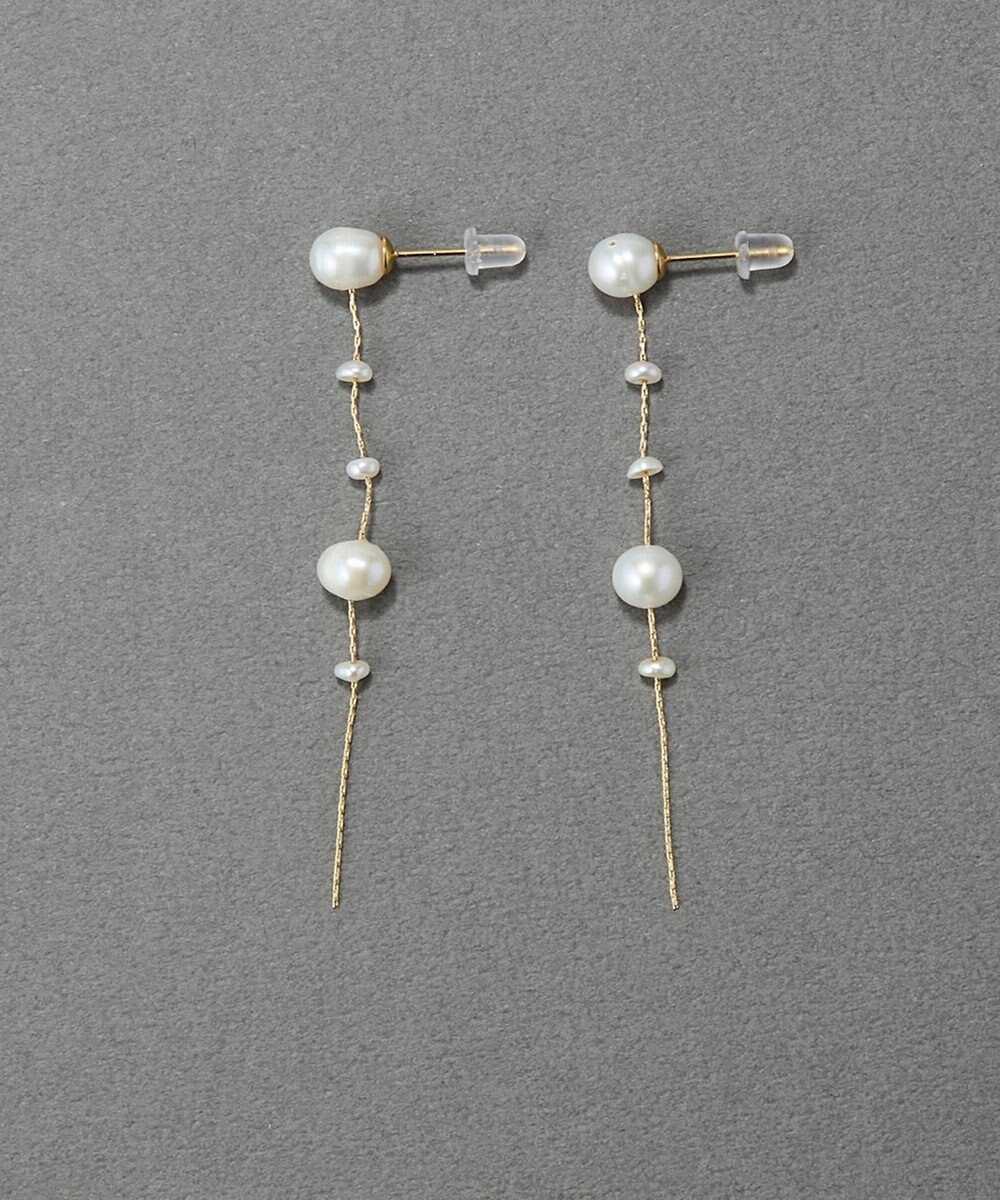 Phoebe 【金属アレルギー対応】パールドロップロングピアス　ゴールド 
