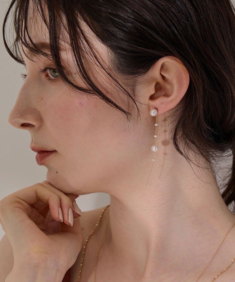 Phoebe 【金属アレルギー対応】パールドロップロングピアス　ゴールド 