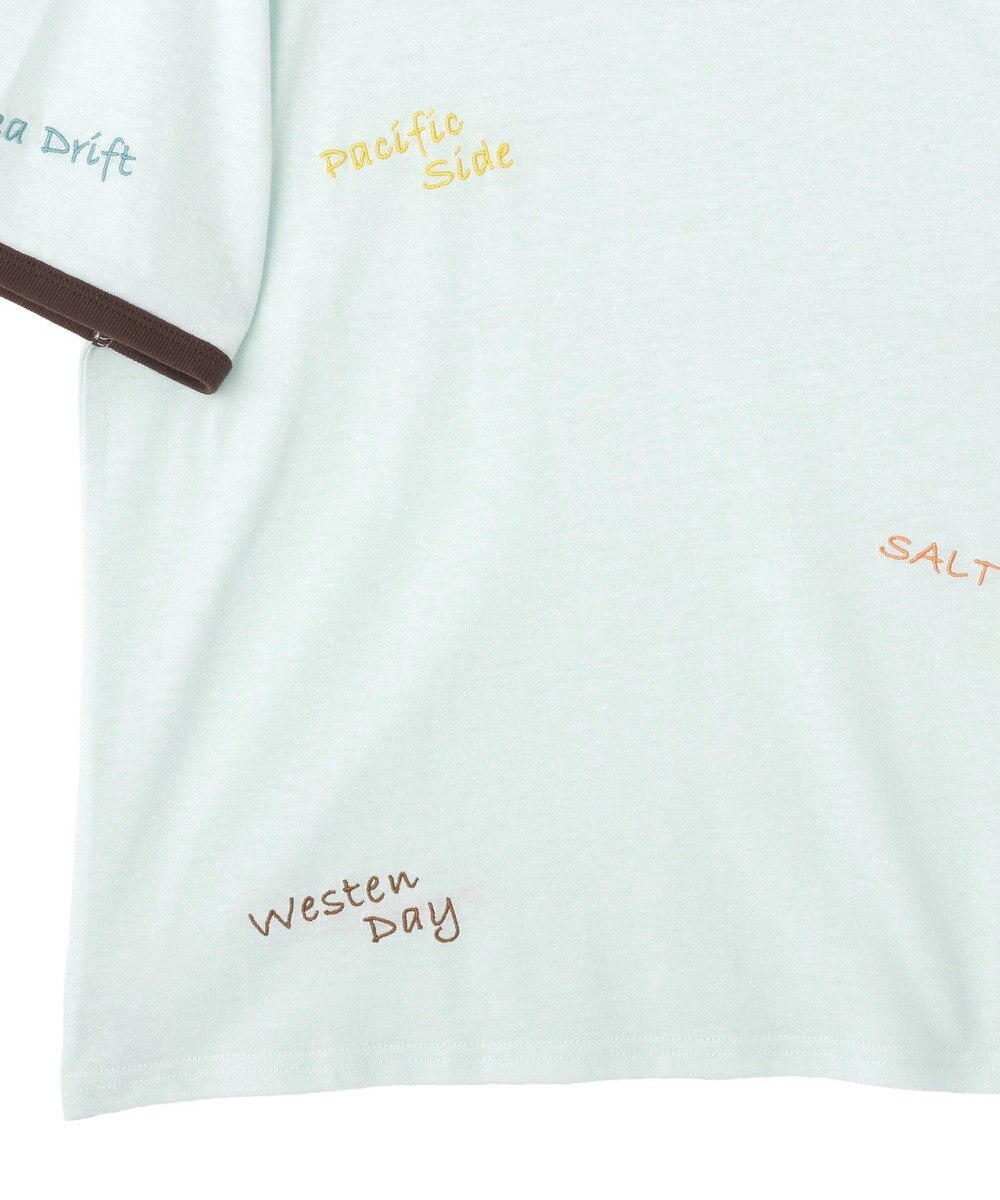 AMERICAN HOLIC ランダムロゴ刺繍リンガーTシャツ 