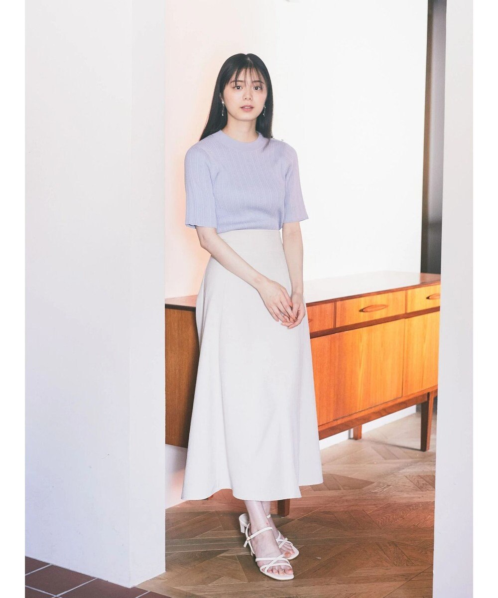 earth music&ecology ショルダーボタンリブニットプルオーバー 