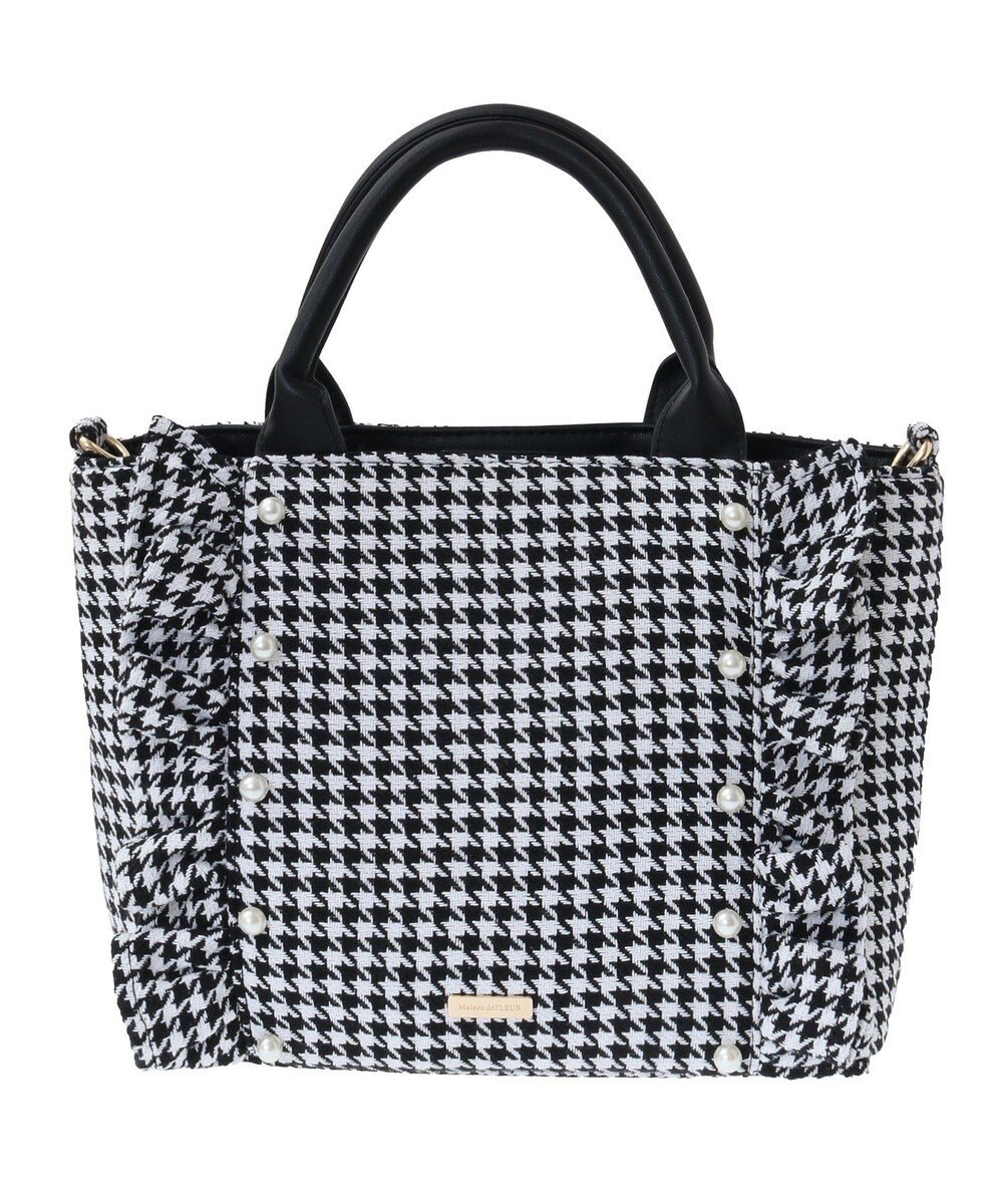 Maison de FLEUR 2Way千鳥柄フリルトートMバッグ 