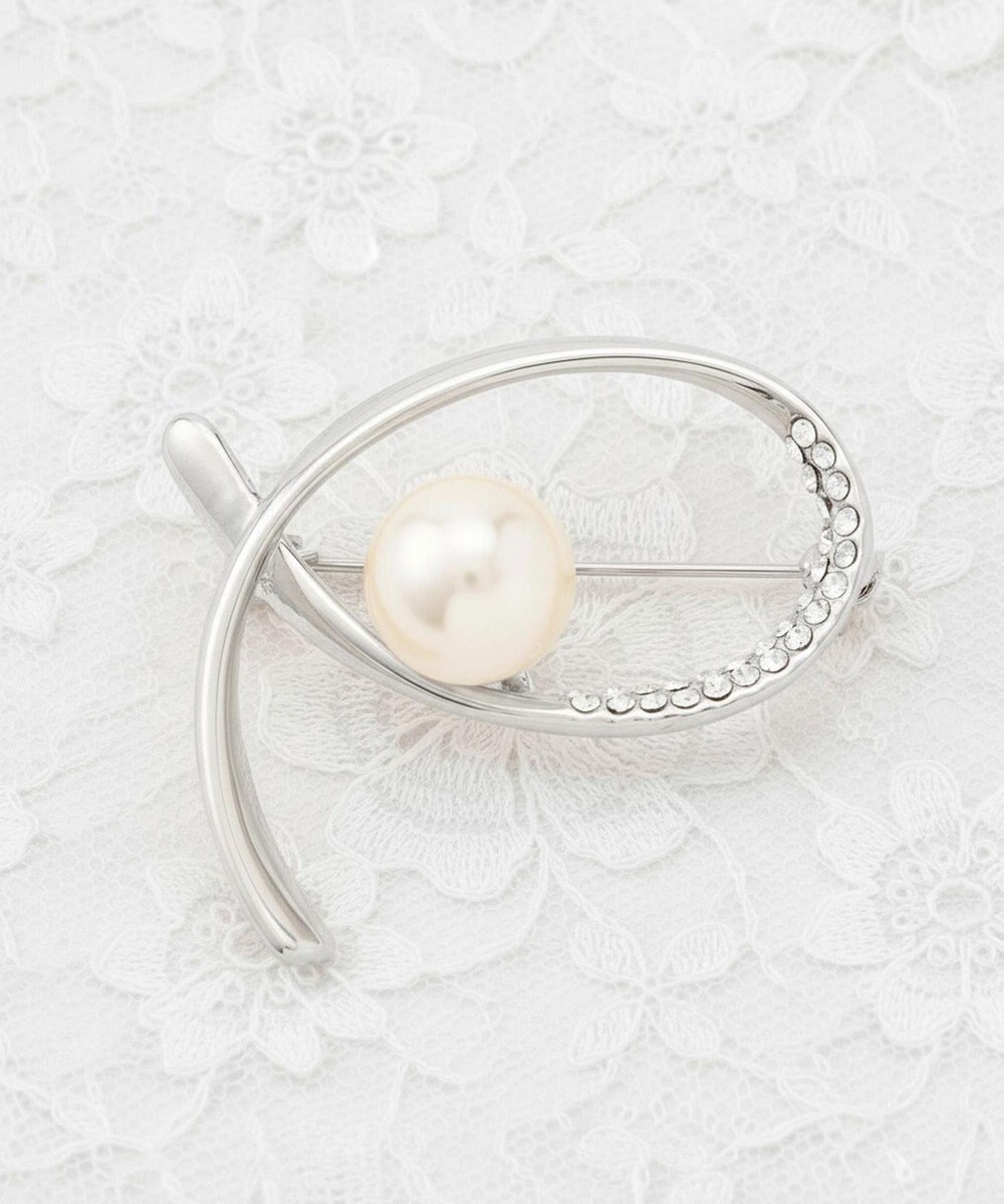 ANY SIS ジュエルラインパール調 ブローチ 