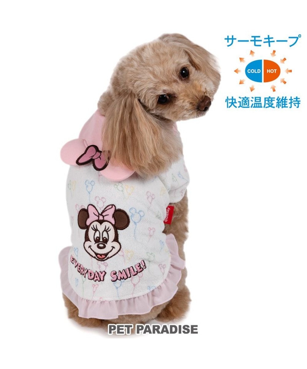 PET PARADISE ディズニー ミニーマウス サーモキープ Tシャツ 《風船柄》 小型犬 ホワイト×ピンク