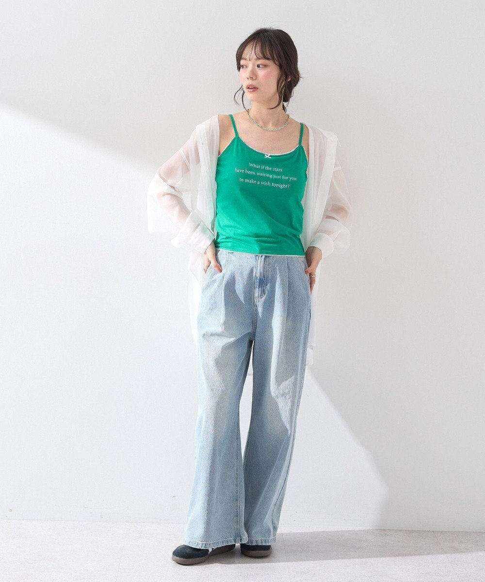 earth music&ecology メッセージプリントカップ付きキャミソール 