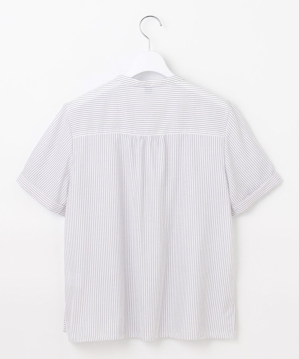 J.PRESS LADIES S 【洗える】ドビー強撚ストライプ 前開き ブラウス 