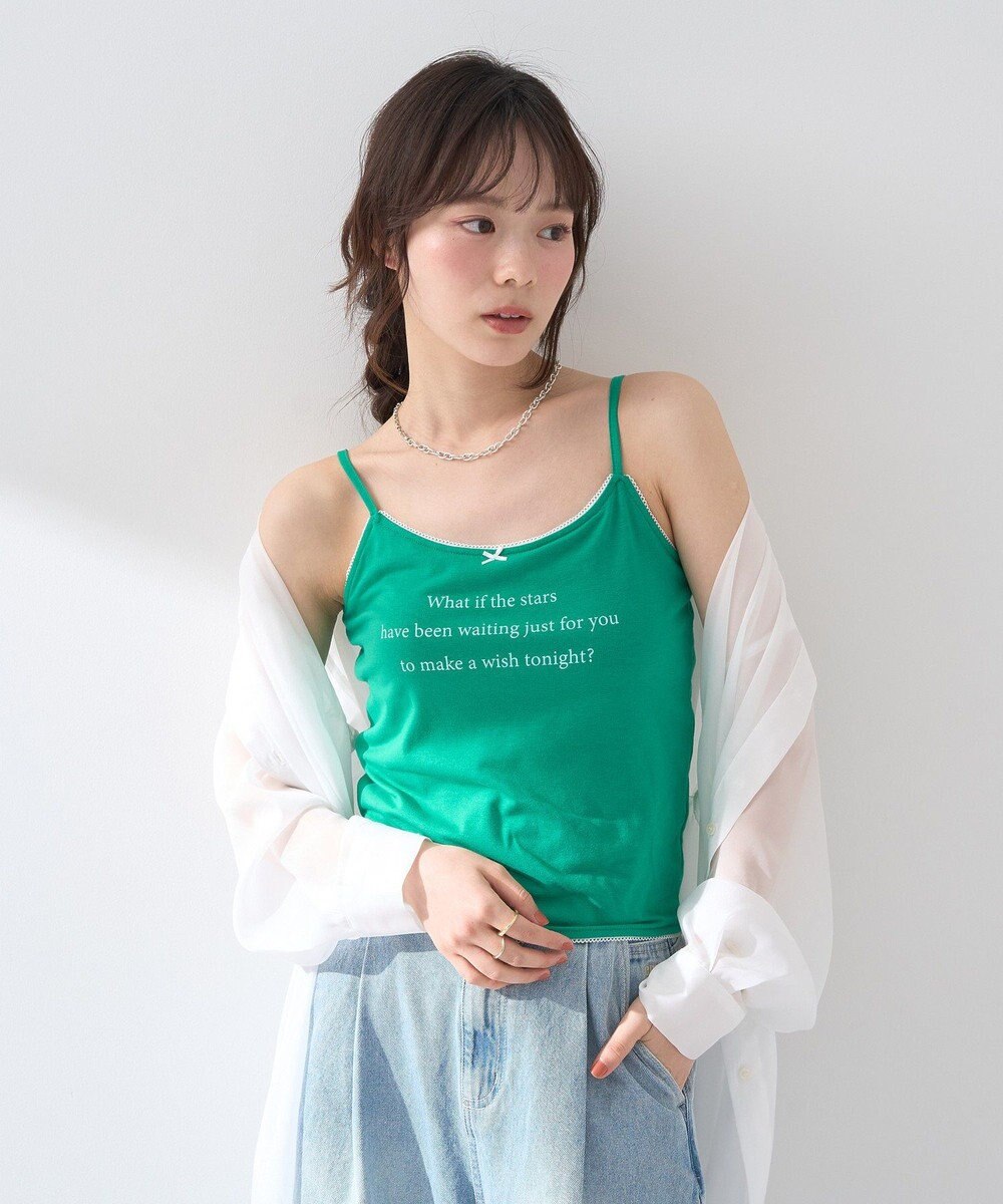 earth music&ecology メッセージプリントカップ付きキャミソール 