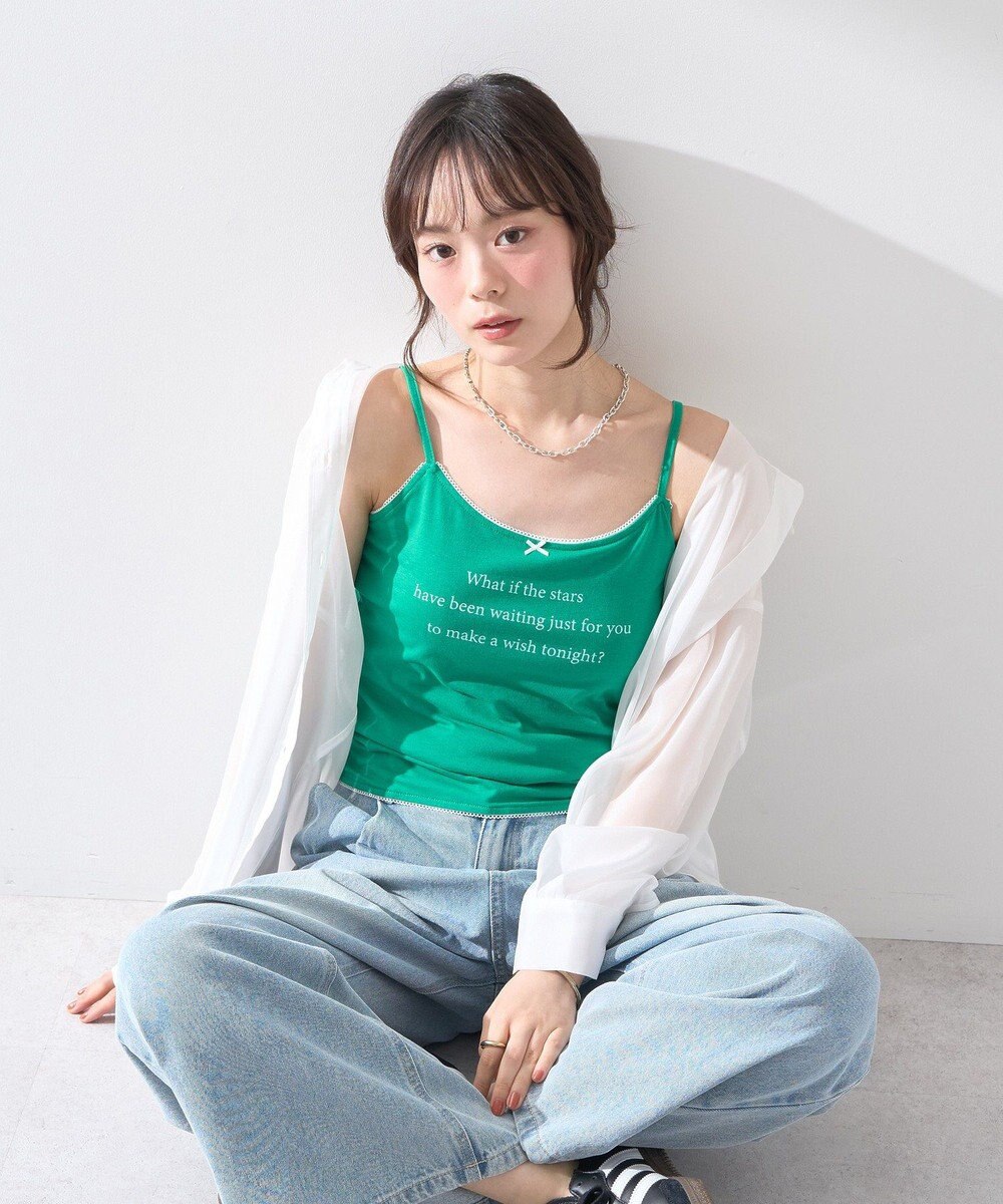 earth music&ecology メッセージプリントカップ付きキャミソール 