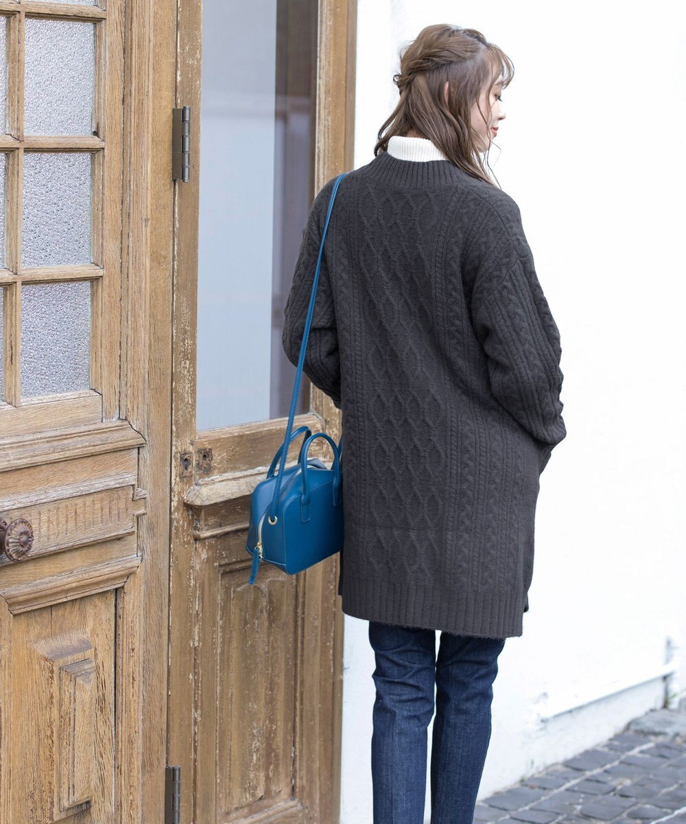 Tiaclasse L 【洗える】大人華やかなアラン柄ニットカーディガン 