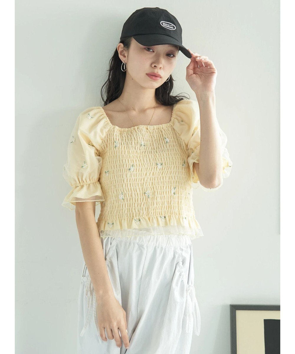 earth music&ecology フラワー刺繍ブラウス 